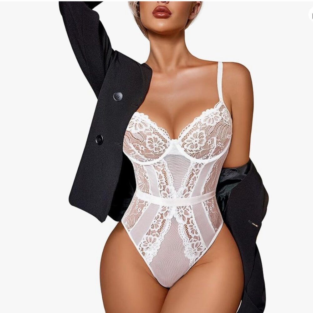 Women Lingerie Sexy White Bodysuit